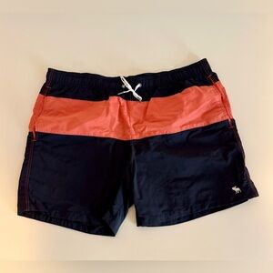 Abercrombie &Fitch Men's Navy and Red Swim Shorts Size XL